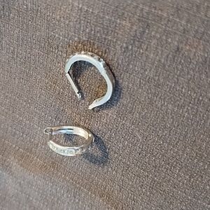 Diamond Chip Clasping Hoop Earrings
